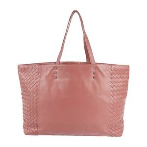 BOTTEGA VENETA Pink Leather Intrecciato Shoulder Bag